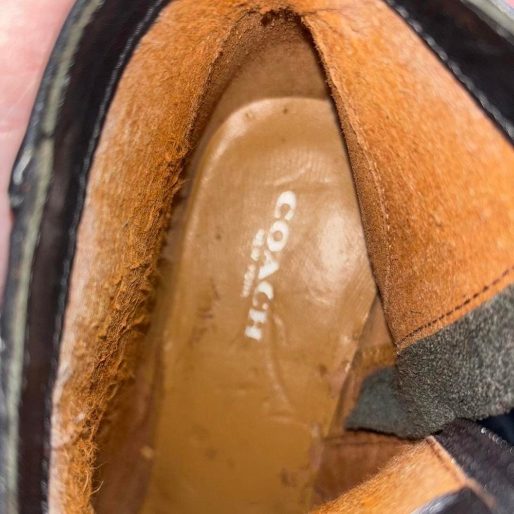 Coach Black Leather Wedge Ankle Boots Side Zip Almond Toe Womens Size 8 - Picture 5 of 7